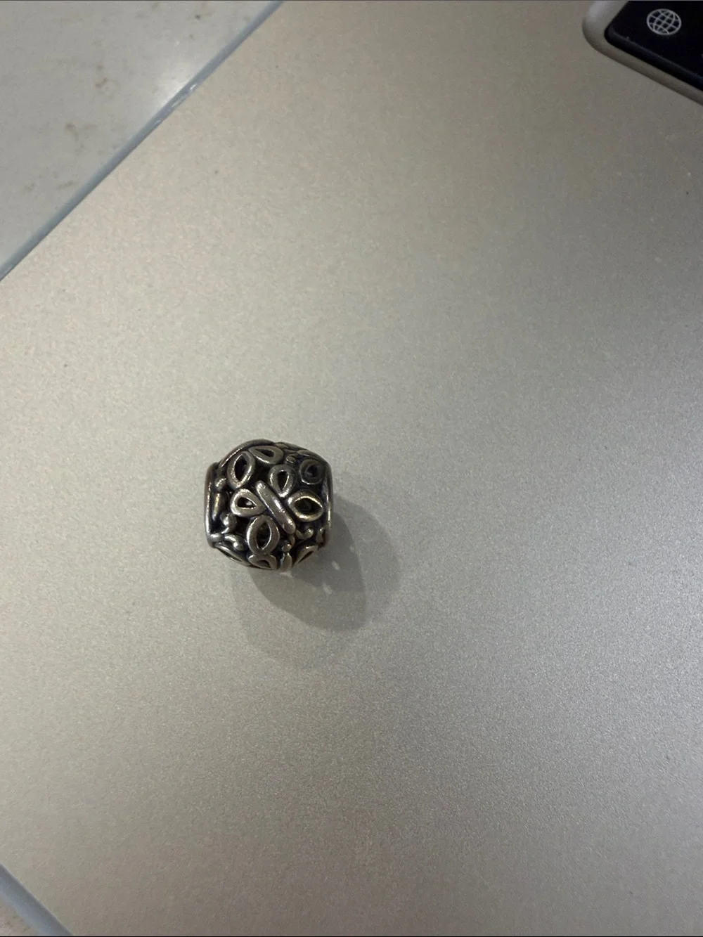Pandora Sterling Silver filigree Openwork Floral Bead Charm